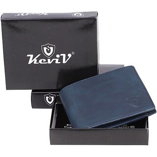 Keviv Mens Casual Blue Genuine Leather Rfid  Wallet  (5 Card Slots) - Handbags | Buy online on ZillyBuy