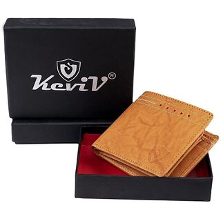 Keviv Mens Casual Tan Genuine Leather Wallet - Mini  (3 Card Slots) - Handbags | Buy online on ZillyBuy