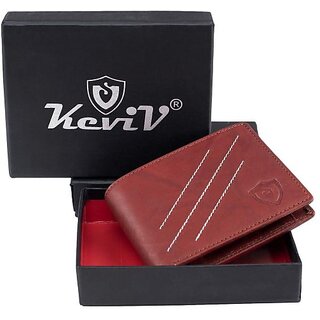 Keviv Men Casual Maroon Genuine Leather Wallet - Mini (5 Card Slots) - Handbags | Buy online on ZillyBuy