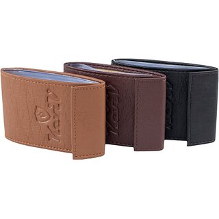 Keviv Men Casual Tan, Black, Brown Artificial Leather Card Holder - Mini (6 Card Slots, Pack of 3) - Handbags | Buy online on ZillyBuy