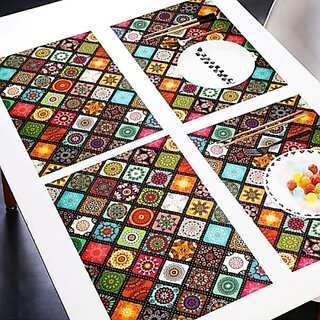M/S Revaxo Rectangular Pack Of 6 Table Placemat (Multicolor, Pvc)
