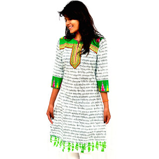 The Mini Needle White Cotton Printed Stitched Kurti For Women - Kurtas & Kurta Sets | Buy online on ZillyBuy
