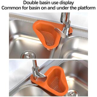 Swan Drain Basket Sink with 2 Pack Reusable Sponge, Kitchen Triangle Sink Filter, Corner Kitchen Sink Strainer Basket, Multi-function Water Storage Tank Drain Rack Fits All Sink (2PC - Blue) - Cookware | Buy online on ZillyBuy