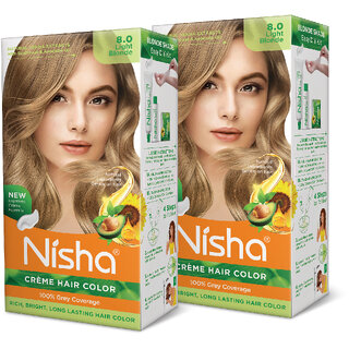 Nisha Cream Hair Color Rich Bright Long Lasting Hair Colouring For Ultra Soft Deep Shine 100% Grey Coverage Light Blonde Nisha Cream Hair Color Rich Bright Long Lasting Hair Colouring For Ultra Soft Deep Shine 100% Grey Coverage Light Blonde