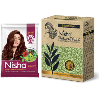 Nisha Natural Henna Based Hair Color Conditioning Herbal Care silky & Shiny Soft 15gm Each Pack of 10 (Brown) with Nisha Natural Henna Based Hair Color Conditioning Herbal Care silky & Shiny Soft 15gm Each Pack of 10 (Brown) with