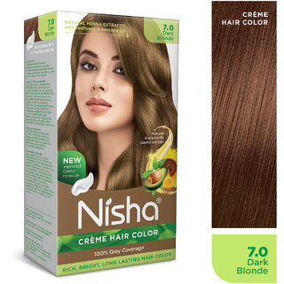 Nisha Cream Hair Color Rich Bright Long Lasting Hair Colouring For Ultra Soft Deep Shine 100% Grey Coverage Dark Blonde Nisha Cream Hair Color Rich Bright Long Lasting Hair Colouring For Ultra Soft Deep Shine 100% Grey Coverage Dark Blonde