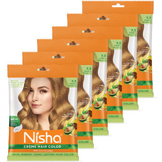 Nisha Creme Based Hair Color Each Sachet 40gm (Pack of 6) , Honey Blonde Nisha Creme Based Hair Color Each Sachet 40gm (Pack of 6) , Honey Blonde