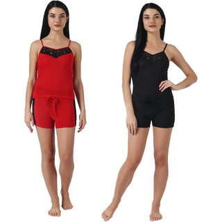 Kismat Fashion Sexy & Stylish Top & Shrt Set With Lace work Pack Of Two