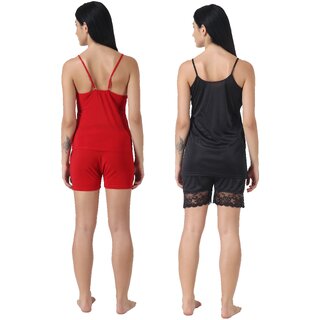 Kismat Fashion Sexy & Stylish Top & Shrt Set With Lace work Pack Of Two