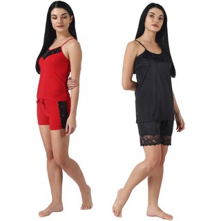 Kismat Fashion Sexy & Stylish Top & Shrt Set With Lace work Pack Of Two