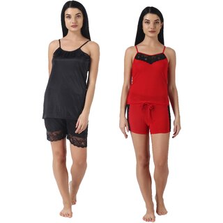 Kismat Fashion Sexy & Stylish Top & Shrt Set With Lace work Pack Of Two