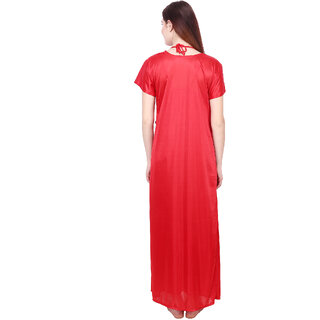 Kismat Fashion Sexy & Stylish Women Long Robe With Nighty & Bra With Panty Set