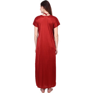 Kismat Fashion Sexy & Stylish Women Long Robe With Nighty & Bra With Panty Set