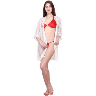 Kismat Fashion Sexy & Stylish Women Robe With Bra Panty Set