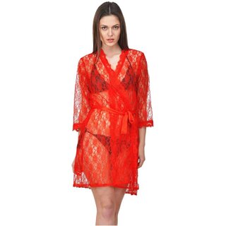 Kismat Fashion Sexy & Stylish Women Robe With Bra Panty Set