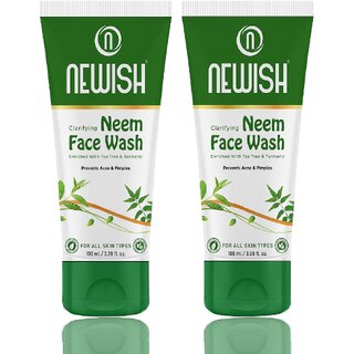 newish clarifying neem face wash enriched with aloevera for prevents acne pimples 100ml pack of 2 