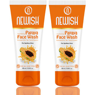 newish hydrating papaya face wash enriched with turmeric vitamin e for all type skin 100ml pack of 2 