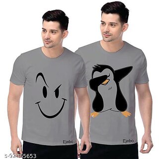 Stylish Men ENUX MEN PRINTED GREY HALF SLEEVE TSHIRT PACK OF 2 (Pack of 2) 2025 at ShopCircuit |