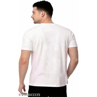 Top Men Polyester Blend White Short Sleeves Printed Tshirts 2025 at ShopCircuit | ONDC