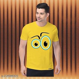 Premium Men Poly Blend Yellow Short Sleeves Printed Tshirts 2025 at ShopCircuit | ONDC