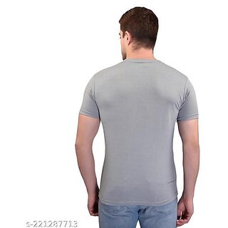 Sophisticated Men Poly Blend Grey Short Sleeves Solid Tshirts 2025 at ShopCircuit | ONDC