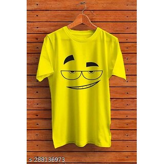 Stylish Men Polyester Yellow Short Sleeves Printed Tshirts 2025 at ShopCircuit | ONDC