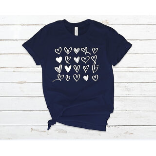 Vivient Women Hearts Printed Blue T-Shirt