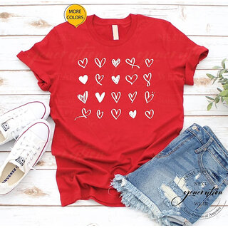 Vivient Women Hearts Printed Red T-Shirt