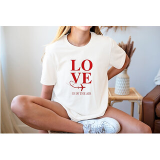 Vivient Women Red Love Printed White T-Shirt
