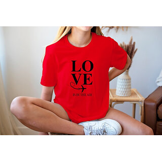 Vivient Women Black Love Printed Red T-Shirt