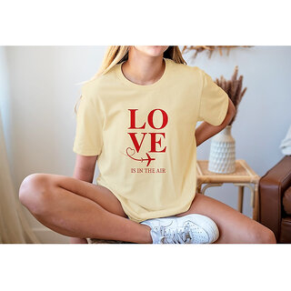 Vivient Women Red Love Printed Yellow T-Shirt