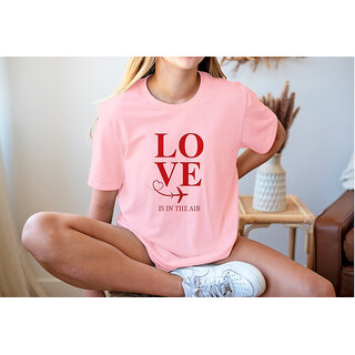 Vivient Women Red Love Printed Pink T-Shirt
