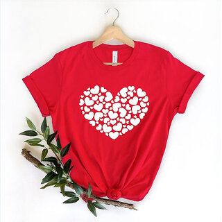 Vivient Women White Heart Printed Red T-Shirt