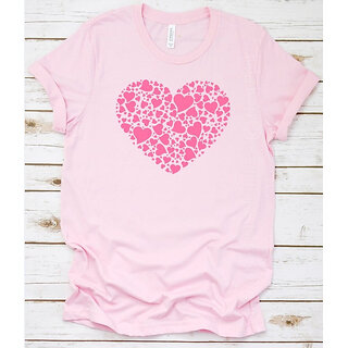 Vivient Women Heart Printed Pink T-Shirt