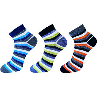 USOXO Soft Breathable Combed Cotton Ankle Socks For Men Pack Of 3 (Dark grey, Black, Navy blue) pop up strip ankle - Socks | Buy online on ZillyBuy