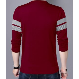 Sophisticated Men Leotude Men Maroon Striped Cotton Blend Casual T-Shirt 2025 at ShopCircuit | O