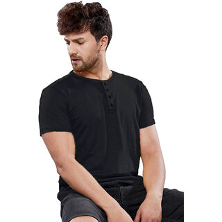 Modern Men Leotude Men Black Solid Cotton Blend Casual T-Shirt 2025 at ShopCircuit | ONDC