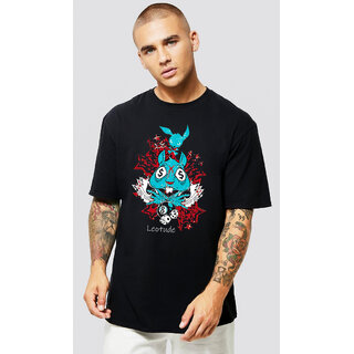 Elegant Men Leotude Men Black Printed Cotton Blend T-Shirt 2025 at ShopCircuit | ONDC