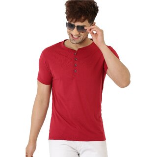 Sophisticated Men Leotude Men Maroon Solid Cotton Blend Casual T-Shirt 2025 at ShopCircuit | OND