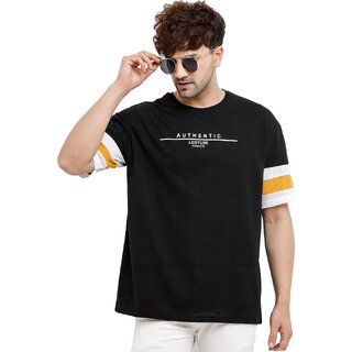 Latest Men Leotude Men Black Printed Cotton Blend Casual T-Shirt 2025 at ShopCircuit | ONDC