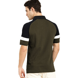Trendy Men Leotude Men Olive Color Block Cotton Blend Casual T-Shirt 2025 at ShopCircuit | ONDC