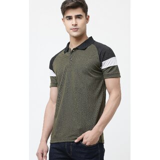 Premium Men Leotude Men Olive Color Block Cotton Blend Casual T-Shirt 2025 at ShopCircuit | ONDC