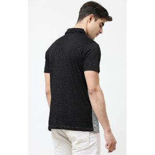 Affordable Men Leotude Men Black Color Block Cotton Blend Casual T-Shirt 2025 at ShopCircuit | O