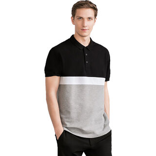 Chic Men Leotude Men Black Color Block Cotton Blend Casual T-Shirt 2025 at ShopCircuit | ONDC