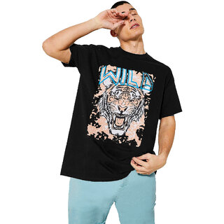 Luxurious Men Leotude Men Black Printed Cotton Blend T-Shirt 2025 at ShopCircuit | ONDC