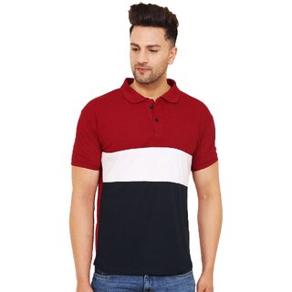 Chic Men Leotude Men Maroon Color Block Cotton Blend T-Shirt 2025 at ShopCircuit | ONDC
