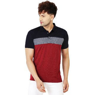 Stylish Men Leotude Men Maroon Color Block Cotton Blend Casual T-Shirt 2025 at ShopCircuit | OND