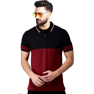 Modern Men Leotude Men Maroon Color Block Cotton Blend T-Shirt 2025 at ShopCircuit | ONDC