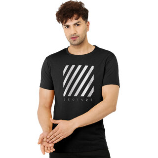 Elegant Men Leotude Men Black Printed Cotton Blend Casual T-Shirt 2025 at ShopCircuit | ONDC