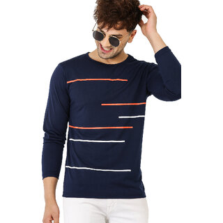 Affordable Men Leotude Men Navy Printed Cotton Blend T-Shirt 2025 at ShopCircuit | ONDC